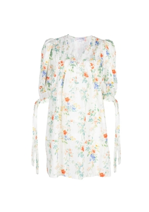 Hunter Bell Paige floral-print pintucked mini dress - White