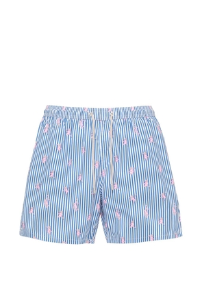 MC2 Saint Barth monkey-print striped swim shorts - Blue