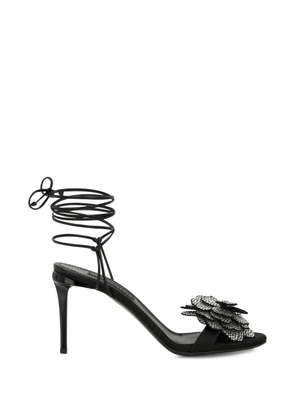 Philipp Plein flower-appliqué lace-up sandals - Black