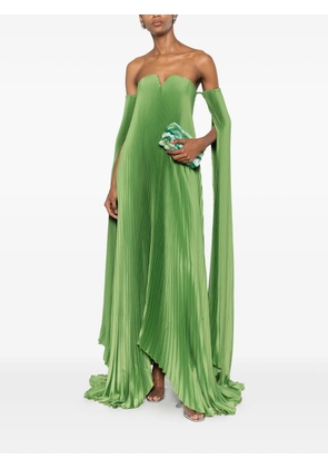 L'IDÉE pleated off-shoulder maxi dress - Green