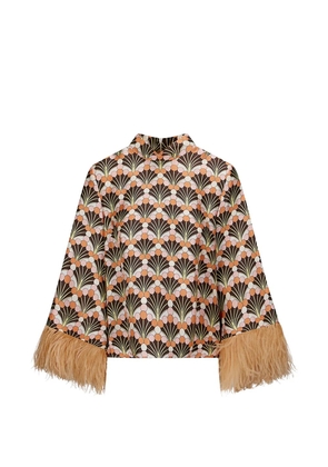 La DoubleJ Make An Exit feather-trim blouse - Brown