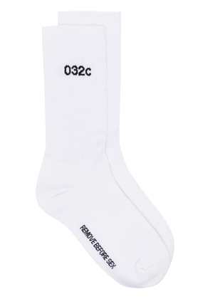 032c embroidered-motif socks - White