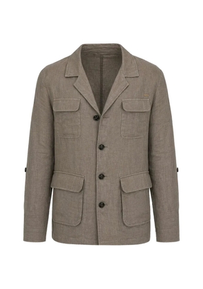 Hood linen patch-pocket jacket - Neutrals