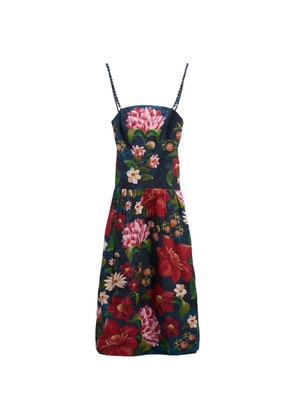 Barbour x Farm Rio midi Wild Flower floral-print beaded-strap dress - Blue