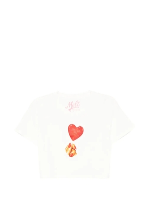 Melt graphic-print cropped T-shirt - White