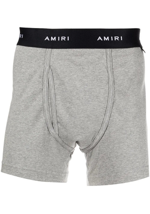 AMIRI logo-waist cotton boxer shorts - Grey