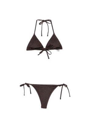 Emporio Armani floral-jacquard bikini - Brown
