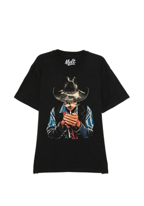 Melt graphic-print round neck T-shirt - Black