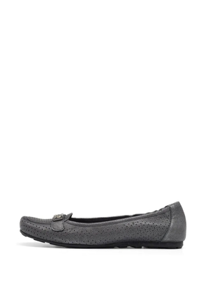 Stuart Weitzman perforated crystal-embellished loafers - Grey