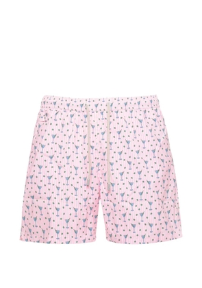 MC2 Saint Barth Lighting Micro cocktail-print striped swim shorts - Pink