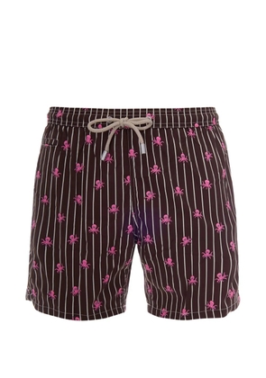 MC2 Saint Barth Lighting octopus-print striped swim shorts - Brown