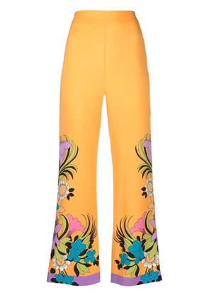 La DoubleJ floral-print flared trousers - Orange