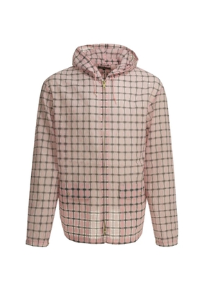 BEAMS PLUS check-pattern hooded coat - Pink