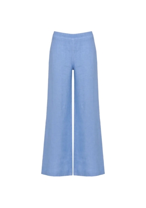 120% Lino wide-leg linen trousers - Blue