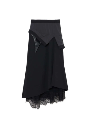 Tanaka Daisuke lace-trim maxi layered skirt - Black