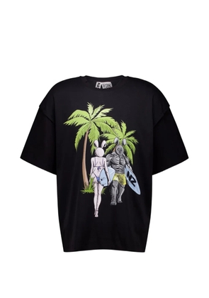 Natasha Zinko graphic-print layered-sleeve T-shirt - Black