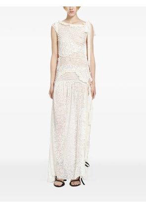 DAISY flocked frilled maxi dress - White