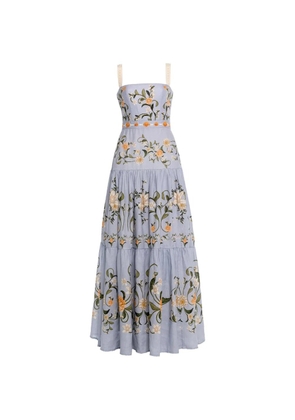 Agua By Agua Bendita Lima floral-embroidered maxi dress - Blue