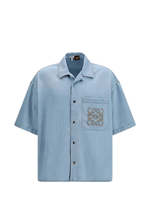LOEWE Anagram-embroidered short-sleeved shirt - Blue