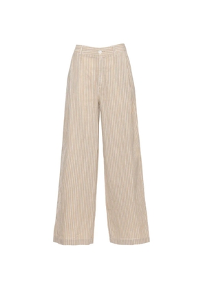 120% Lino vertical-stripe linen trousers - Neutrals