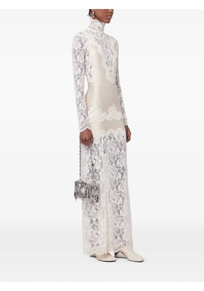 Rabanne lace-panelled long-sleeve maxi dress - Neutrals
