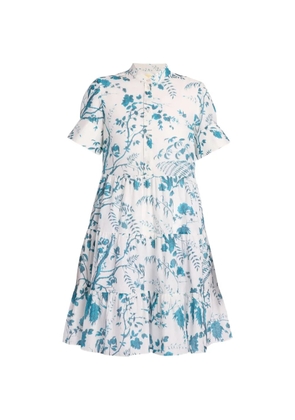 ERDEM botanical-print tiered mini dress - White