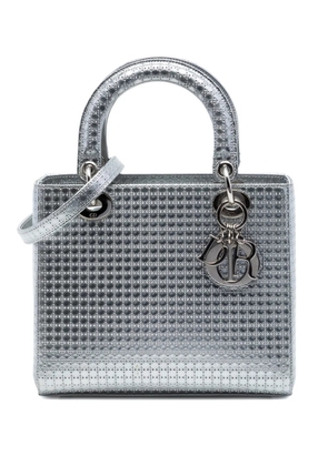 Christian Dior Pre-Owned 2015 Medium Metallic Patent Microcannage Lady Dior satchel - Silver