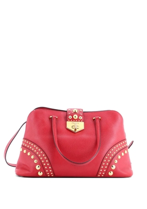 Prada Pre-Owned Convertible Turnlock Dome Studded Saffiano Leather Medium satchel - Red