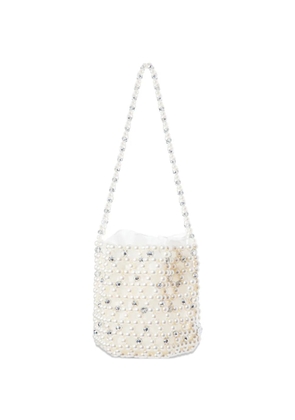 0711 Bibi faux-pearl bucket bag - White