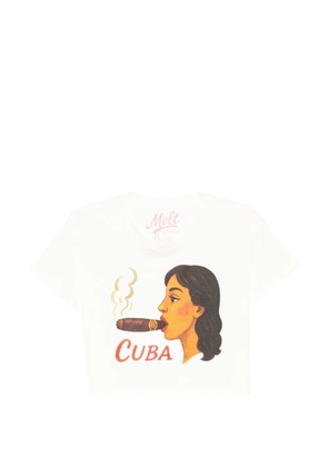 Melt graphic-print cropped T-shirt - White