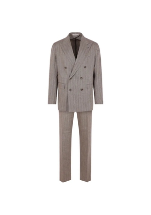 Tagliatore herringbone double-breasted suit - Brown