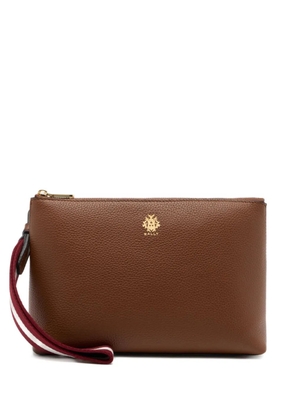 Bally Hera grained-crest clutch bag - Brown