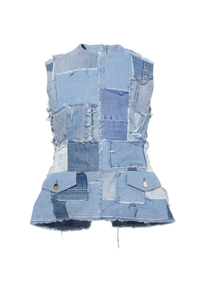 MERYLL ROGGE patchwork frayed-edge top - Blue