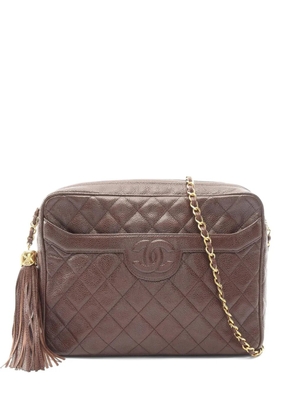 CHANEL Pre-Owned 1991-1994 Caviar-leather diamond-quilting shoulder bag - Brown