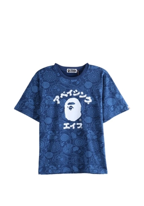 A BATHING APE® floral-print logo-print T-shirt - Blue