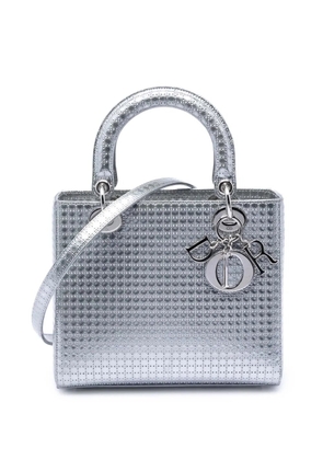 Christian Dior Pre-Owned 2015 Medium Metallic Patent Microcannage Lady Dior satchel - Silver