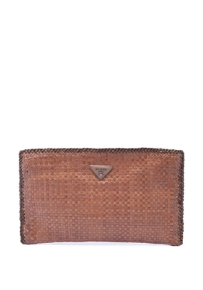 Prada Pre-Owned 2013-2026 Woven Goatskin Madras clutch bag - Brown