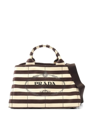 Prada Pre-Owned 2020s Canapa striped tote bag - Neutrals