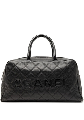 CHANEL Pre-Owned 2000-2002 Large Quilted Caviar and Patent Logo Bowler Bag travel bag - Black