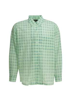 BEAMS PLUS check-pattern seersucker-texture shirt - Green