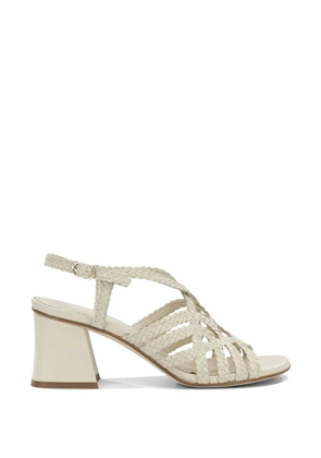 PONS QUINTANA braided leather heeled sandals - White