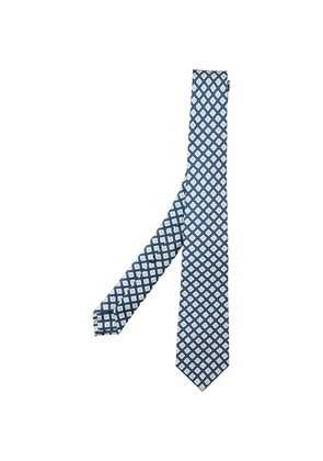 Kiton geometric-print tie - Blue