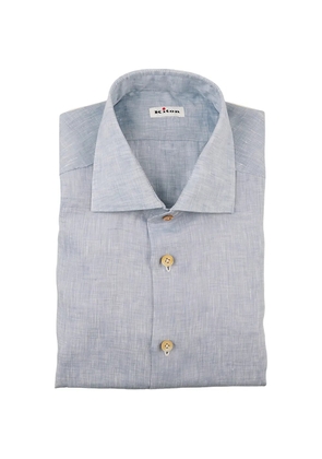 Kiton slub-texture spread-collar shirt - Blue