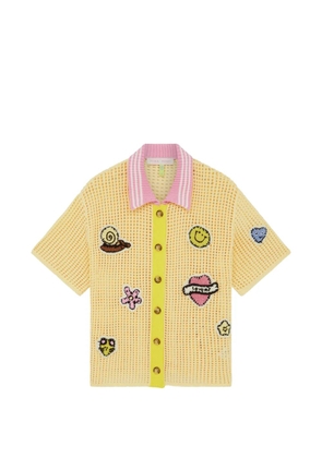 Mira Mikati patch-detail open-knit cardigan - Yellow