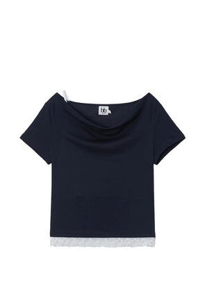 b+ab lace-trim cowl-neck T-shirt - Blue