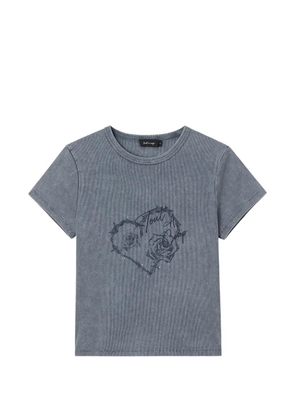 tout a coup graphic-print ribbed T-shirt - Grey