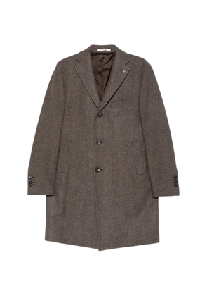 Tagliatore herringbone-pattern single-breasted coat - Brown