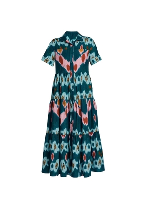 ERDEM ikat-print tiered shirt dress - Green
