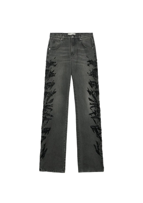 Blumarine zebra-embroidered regular-fit jeans - Black