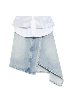 Feng Chen Wang asymmetric panelled denim skirt - Blue